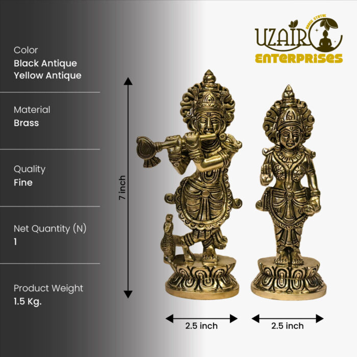 Radha Krishna Brass Idol Pair - Image 2