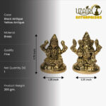 Divine Brass Lakshmi Ganesh Idol Pair with Round Pedestal Base - Image 2