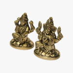 Divine Brass Lakshmi Ganesh Idol Pair with Round Pedestal Base - Image 5
