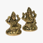 Divine Brass Lakshmi Ganesh Idol Pair with Round Pedestal Base - Image 4