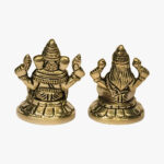Divine Brass Lakshmi Ganesh Idol Pair with Round Pedestal Base - Image 3