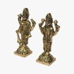 Handcrafted Brass Vishnu Lakshmi Pair on Floral Platform - Image 5