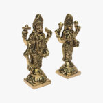 Handcrafted Brass Vishnu Lakshmi Pair on Floral Platform - Image 4