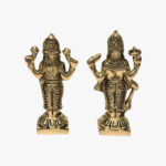 Handcrafted Brass Vishnu Lakshmi Pair on Floral Platform - Image 3